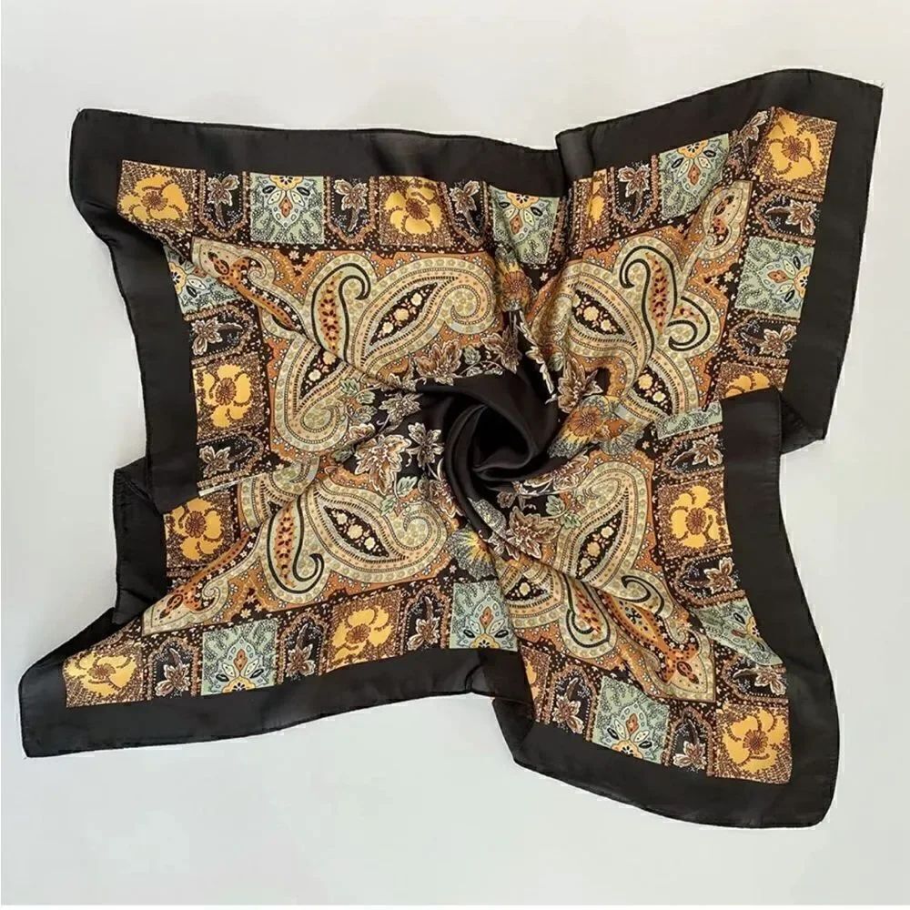 Bohemian Black Silky Scarf